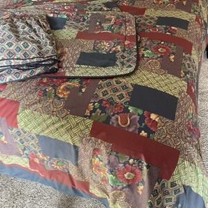 Vtg Sheridan Australia Set Duvet Bed Skirt 2 King Shams Twin Size Faux Patchwork